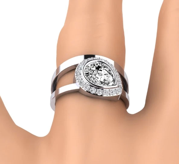 IGI Certified Lab Grown Diamond Engagement Ring 1.28 ct Oval Cut 14k White Gold - Image 3 of 4