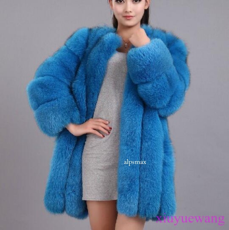 Faux Fox Fur Coats Womens Winter Jacket Warm Parka Outwear S-6XL Party Overcoats