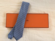 Hermes Silk Neck Tie Elephant and Tiger Made In France New In Box