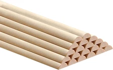 18 PCS Split Wood Dowel Rods, 15.7-Inch X 1/2-Inch Unfinished Cuttable Half roun