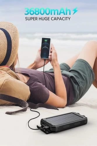 Power-Bank-Portable-Charger-Solar - 36800mAh Waterproof Portable Deep Black Power-Bank-Portable-Charger-Solar - 36800mAh Waterproof Portable Deep Black