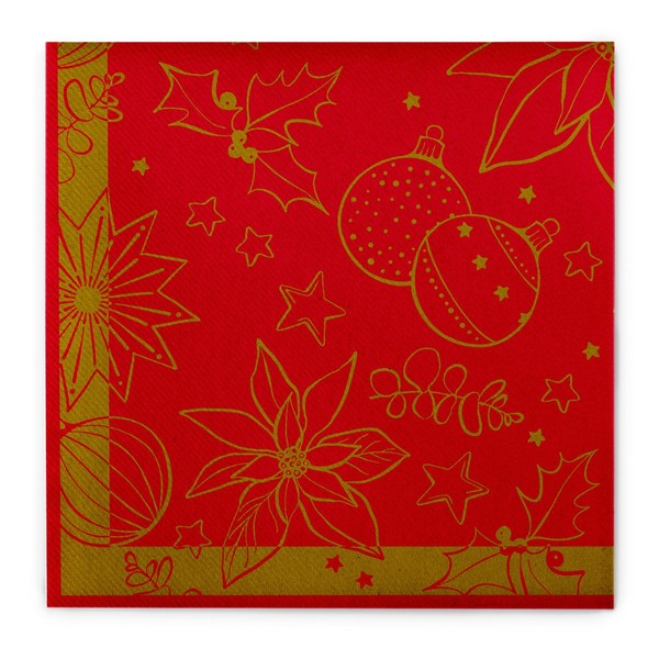 Weihnachtsserviette Milan In Rot-Gold Aus Linclass® Airlaid 40 X 40 Cm, 50 StüCk-image