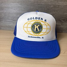 Vintage Kiwanis International Golden K Hat Cap Snap Back Blue Trucker Mens