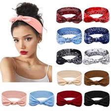 12 Pack Bow Headbands for Women Elastic Headwraps Hair Band Knotted Headband ...