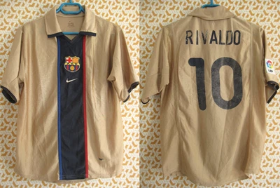 Maillot Fc Barcelone 2001 2003 Rivaldo #10 Jersey Barcelona Away shirt Nike - S - Photo 1/4