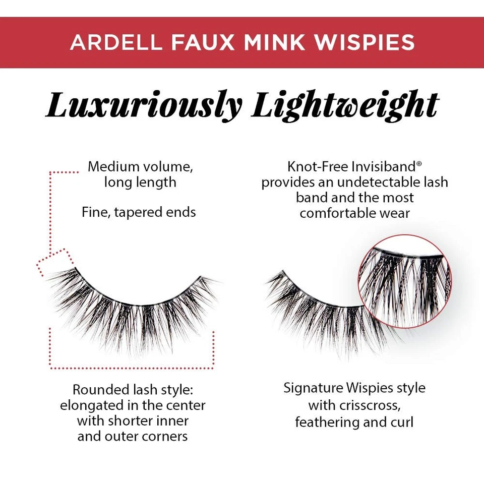 Ardell Faux Mink Wispies False Eyelashes, Natural Wispy Lash Clusters, Black, 4 - Image 3 of 4