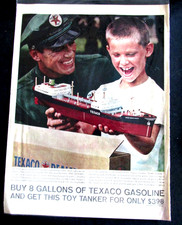 VTG Texaco Gasoline Print Ad 10"x14" Vessel North Dakota Gilbey's Backside Ad