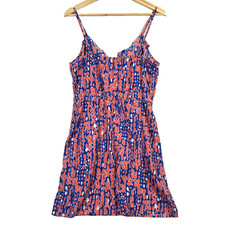 Stella - Coral and Blue Strap Sleeveless Mini Dress - Size 12