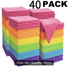 40PCS Microfiber Cleaning Cloths Multi-Purpose Reusable Towels Random Colors