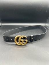 Gucci GG Marmont Wide Leather Belt Calf Skin Leather Size 32 Black