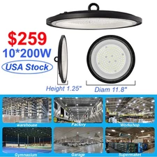 10 Pack 200W UFO LED High Bay Lights Industrial Commercial Factory Warehouse Gym