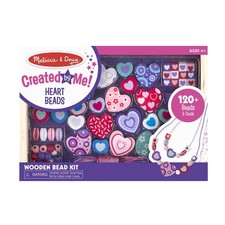 Melissa  Doug Created by Me Heart Beads Wooden Bead Kit, 120 Beads and 5...