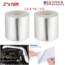 2x 16ft Silver Self-Adhesive Reflective Heat Wrap Shield Barrier Protection Tape