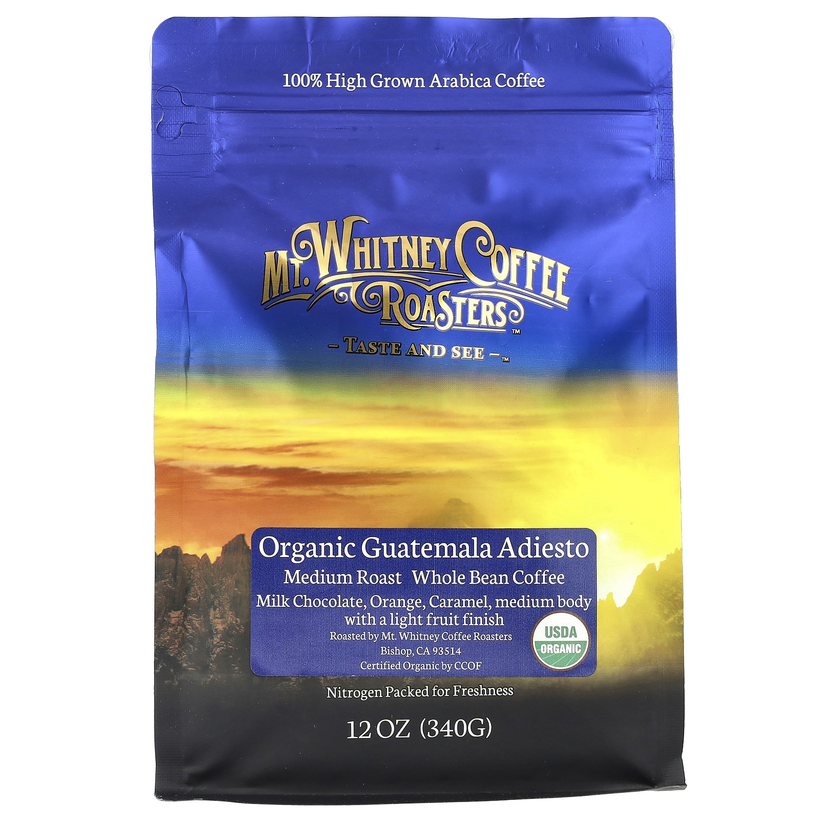 Organic Guatemala Adiesto Кофе из цельных зерен средней обжарки 12 унций 340 г 4290₽