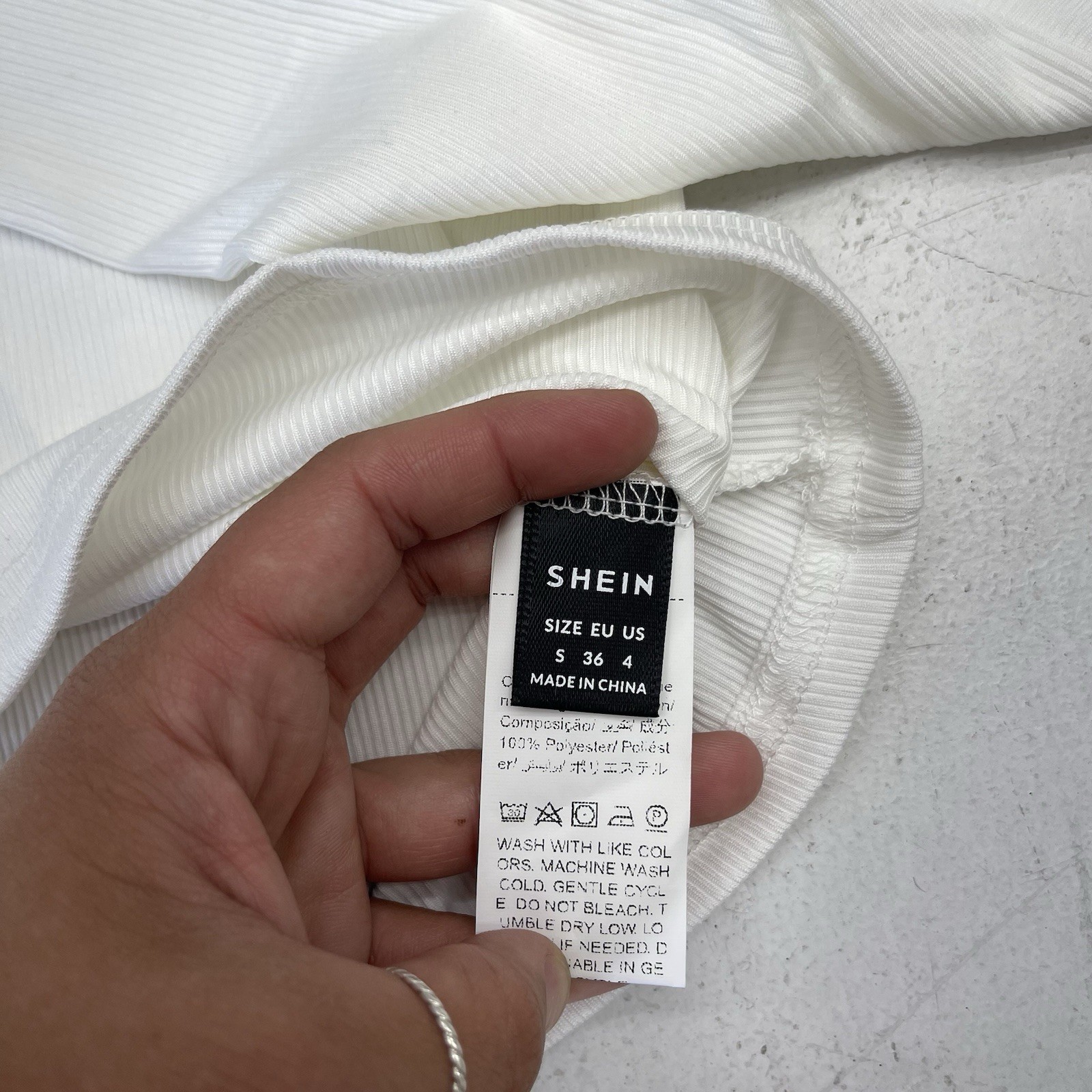 Shein Basic White Square Neck Ribbed Long Sleeve … - image 3