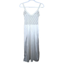 Vintage Babydoll Lace Nylon Midi Slip Dress Small White Coquette Fairy Romantic