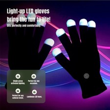 New Light Up LED Gloves Finger Mittens Pair of Glow Rave Flashing Fingertips