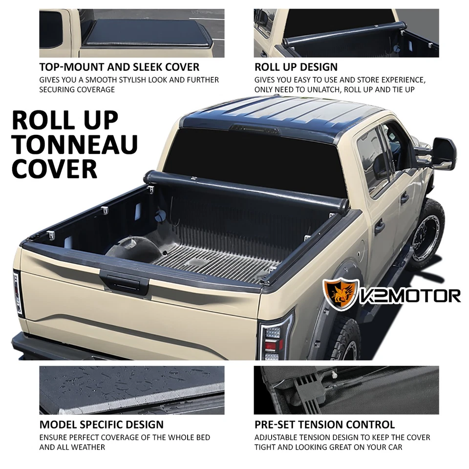 Fits 2019-2022 Chevy Silverado 2500/3500 HD 6'6" Bed Soft Roll Up Tonneau Cover Foto 3 de 4
