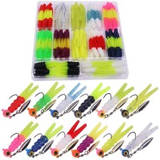 Crappie Jigs & Lures Kit - 135 & 40 Pc Set w/ Plastics, Jig Heads, Split-Tail
