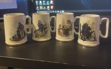 Vintage Set Of 4 1985 Norman Rockwell Mugs Collectibles 