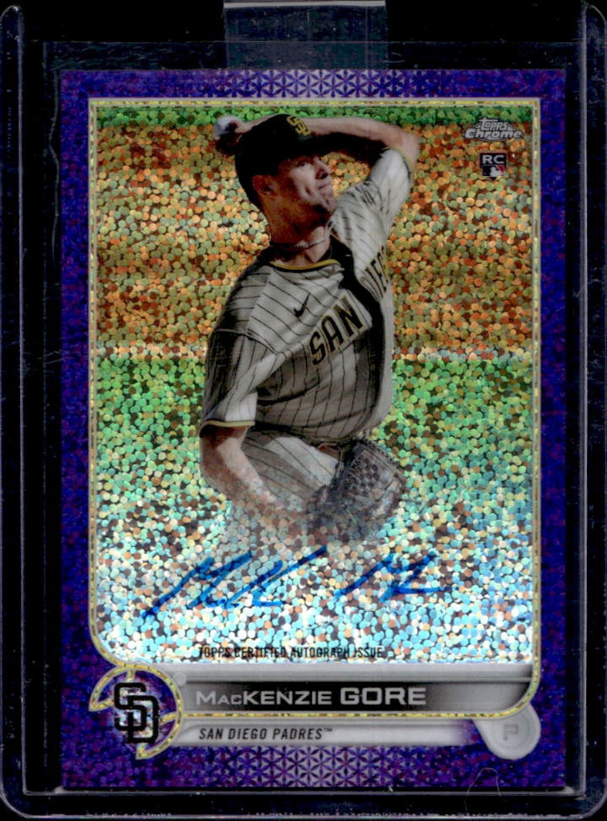 2022 Topps Chrome MacKenzie Gore Rookie Auto Purple Speckle Refractor #129/299