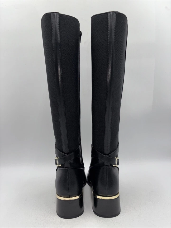 Bota de pantorrilla ancha Unisa Apryl cuero sintético negro talla 8 W Foto 4 de 4