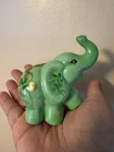 FENTON GLASS CHAMELEON GREEN HP "LUCKY THE LITTLE GREEN" ELEPHANT Hand Painted