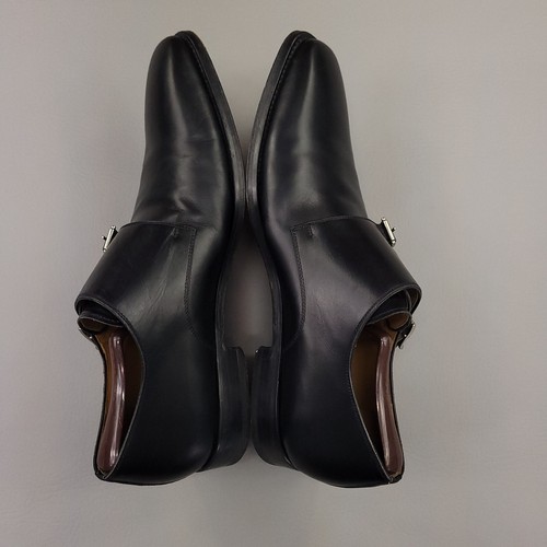 Magnanni Double Monk Strap Dress Shoes Mens 10.5 Black Leather Plain Toe Spain - Picture 7 of 12