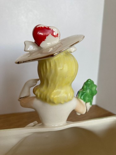 Vintage RELPO Valentine Girl Planter A651 Sweetheart Hearts Spaghetti Lace Trim - Picture 15 of 24