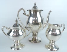 Vintage 4 Piece Silver On Copper Tea Set From Lehman Bros. N.Y.