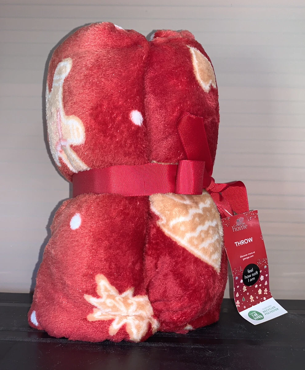TKMAXX Red Christmas Gingerbread Man Throw Blanket 120cm X 150cm George Asda  | eBay