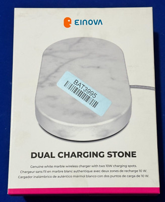 Einova 10W Qi Wireless Dual Charging Stone, WP0203020-014, White Marble