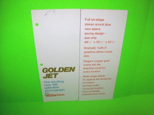 Seeburg SE100 Golden Jet Original 1970 Jukebox Phonograph Music Promo Sale FLYER