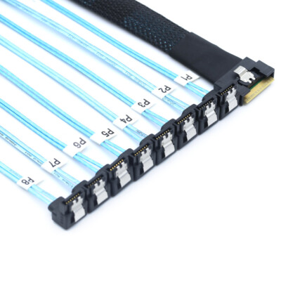 PCI-ESlimline SAS SFF-8654 8I To 8 Ports SATA 90 degree server hard drive Cable