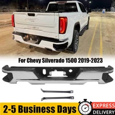 Chrome Rear Bumper w/ Dual For Chevy Silverado 1500 CMC Sierra 1500 2019-2023
