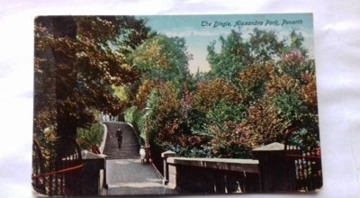 103 years antique postcard,The Dingle Alexandra Park,Penarth,Cardiff,1915,Bath