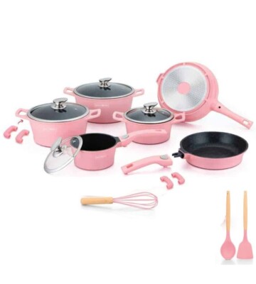 Set Pentole Batteria Padelle 17 Pezzi Professionale Alluminio ...