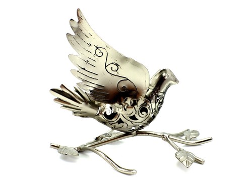 BIRD CANDLE HOLDER Silver Color for Taper - Picture 4 of 9
