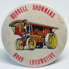Burrell Showmans Load Locomotive Engine Vintage Pin Badge Steam Power Transport