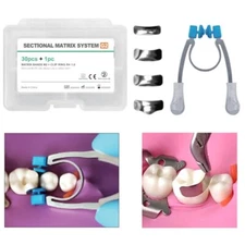 Dental Sectional Matrix System Metal Matrices Matrix Bands 30pcs+Clip Ring Clamp