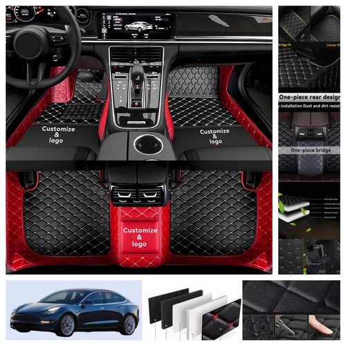 For Tesla Model 3 2017-2025 Car Floor Mats Luxury PU Leather Waterproof Carpets - Imagen 33 de 41