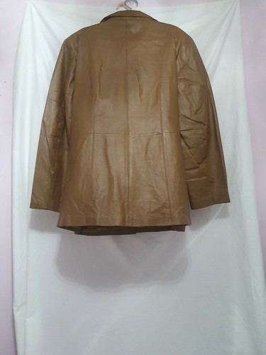 Leather Elements Lined Washable Leather Blazer Jacket, Tan, Size XL - A109. - Picture 2 of 6
