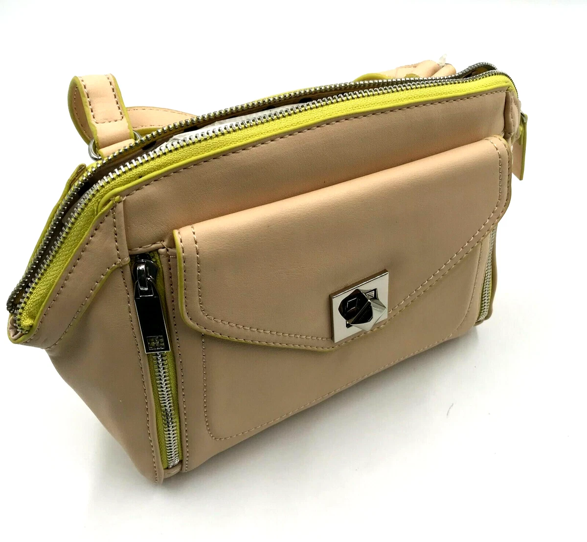 Jessica Simpson Light Pink Yellow Trim Polka Dot Interior Crossbody Bag