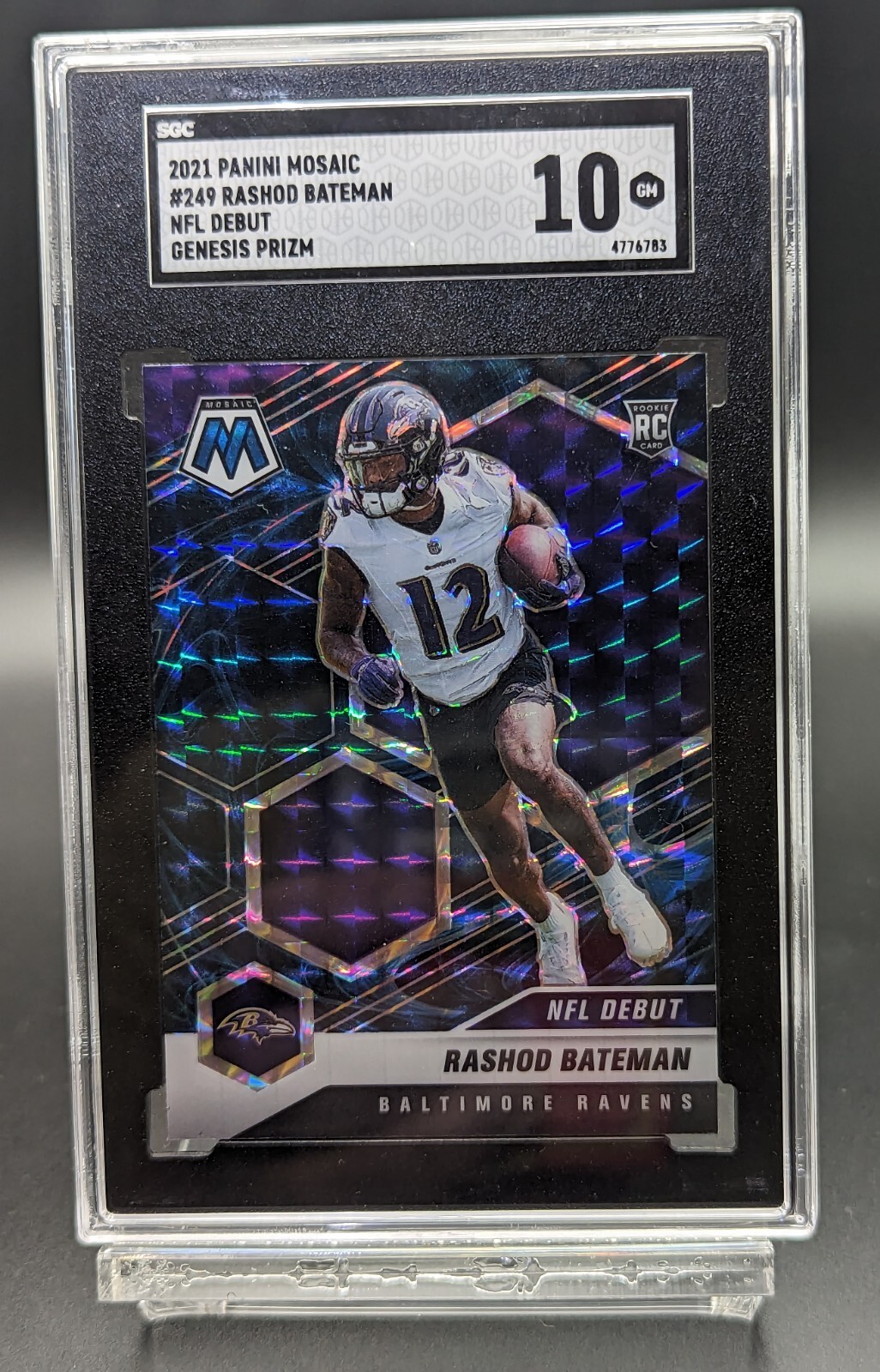 2021 Mosaic Rashod Bateman Genesis Rookie SP #249 SGC 10 RC