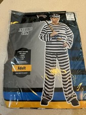 Jailbird Con Prisoner Halloween Costume - Adult One Size Fits Most Dress Up