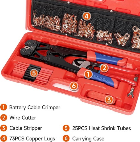 Battery Cable Lug Crimping Tool Kit for 8-1/0 AWG,Battery Cable Crimper with ... - Picture 3 of 10