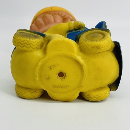 VINTAGE MID-CENTURY TAIWAN RUBBER BOY RIDING ANTIQUE CAR SQUEAK TOY - Picture 7 of 10