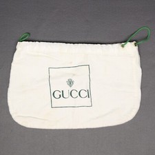 Gucci Flannel Wallet Belt Dust Cover 9x6 Cream Green Drawstring Cotton Italy