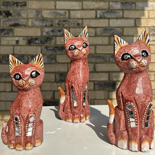 Wooden Cat Figurine, Cat Sculpture, Cat Statue, Sculptures, Decor - Handcrafted