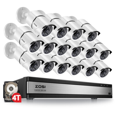 ZOSI 16ch H.265+ 1080p Security Camera System 5MP Lite CCTV DVR 2MP Outdoor
